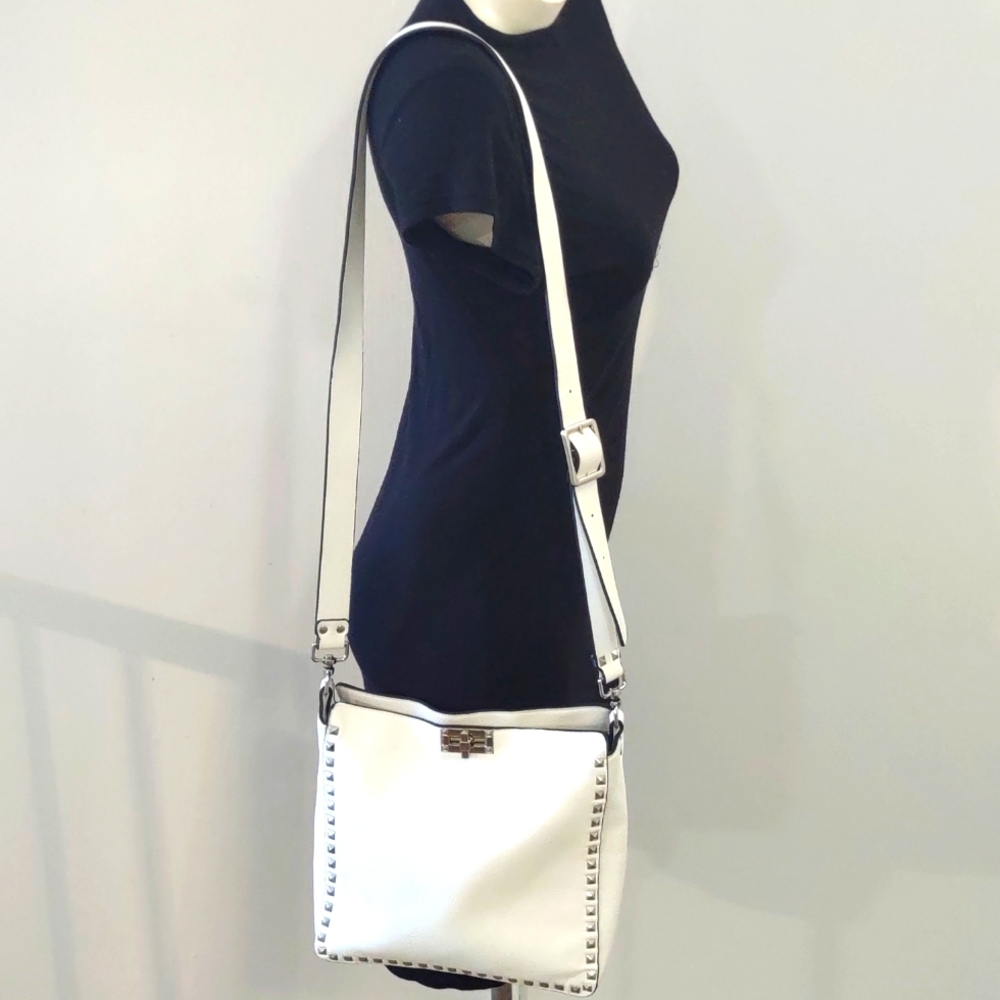 White Crossbody Leather Handbag